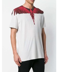 graues bedrucktes T-Shirt mit einem Rundhalsausschnitt von Marcelo Burlon County of Milan