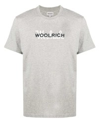 graues bedrucktes T-Shirt mit einem Rundhalsausschnitt von Woolrich