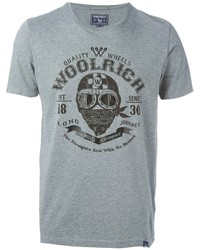 graues bedrucktes T-Shirt mit einem Rundhalsausschnitt von Woolrich