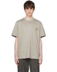 graues bedrucktes T-Shirt mit einem Rundhalsausschnitt von Wooyoungmi