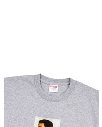 graues bedrucktes T-Shirt mit einem Rundhalsausschnitt von Supreme