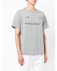 graues bedrucktes T-Shirt mit einem Rundhalsausschnitt von Hackett