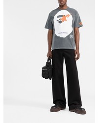 graues bedrucktes T-Shirt mit einem Rundhalsausschnitt von Heron Preston