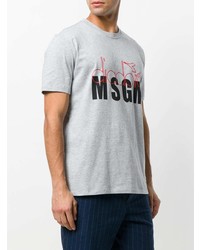 graues bedrucktes T-Shirt mit einem Rundhalsausschnitt von MSGM