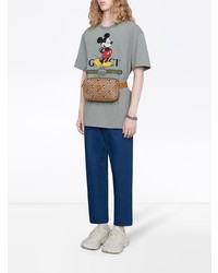 graues bedrucktes T-Shirt mit einem Rundhalsausschnitt von Gucci