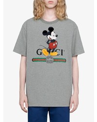 graues bedrucktes T-Shirt mit einem Rundhalsausschnitt von Gucci