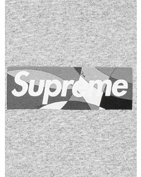 graues bedrucktes T-Shirt mit einem Rundhalsausschnitt von Supreme