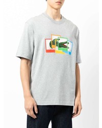 graues bedrucktes T-Shirt mit einem Rundhalsausschnitt von Lacoste
