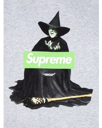 graues bedrucktes T-Shirt mit einem Rundhalsausschnitt von Supreme