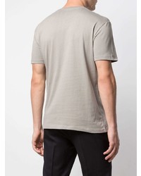 graues bedrucktes T-Shirt mit einem Rundhalsausschnitt von Raf Simons