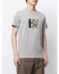 graues bedrucktes T-Shirt mit einem Rundhalsausschnitt von PS Paul Smith