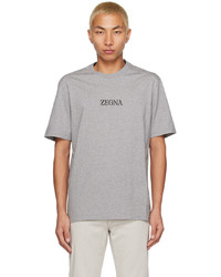 graues bedrucktes T-Shirt mit einem Rundhalsausschnitt von Zegna