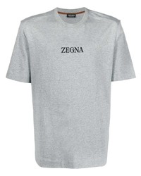 graues bedrucktes T-Shirt mit einem Rundhalsausschnitt von Zegna
