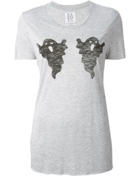 graues bedrucktes T-Shirt mit einem Rundhalsausschnitt von Zoe Karssen