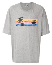 graues bedrucktes T-Shirt mit einem Rundhalsausschnitt von Àlg