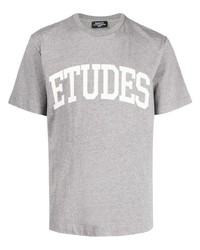 graues bedrucktes T-Shirt mit einem Rundhalsausschnitt von Études