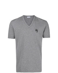 graues bedrucktes T-Shirt mit einem V-Ausschnitt von Dolce & Gabbana Underwear