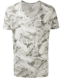 graues bedrucktes T-Shirt mit einem V-Ausschnitt von Majestic Filatures