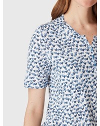 graues bedrucktes T-shirt mit einer Knopfleiste von Bonita