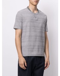 graues bedrucktes T-shirt mit einer Knopfleiste von D'urban