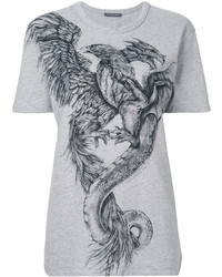 graues bedrucktes T-shirt von Alexander McQueen