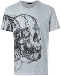 graues bedrucktes T-shirt von Alexander McQueen