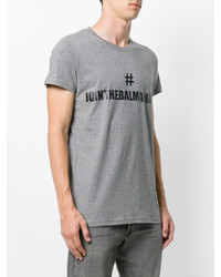 graues bedrucktes T-shirt von Balmain