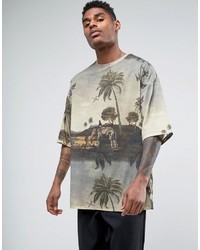 graues bedrucktes T-shirt von Asos