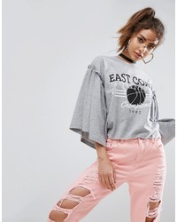 graues bedrucktes T-shirt von Asos