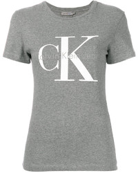 graues bedrucktes T-shirt von Calvin Klein