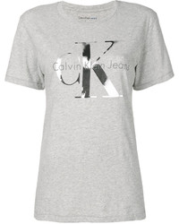 graues bedrucktes T-shirt von CK Calvin Klein