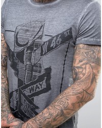 graues bedrucktes T-shirt von Wrangler