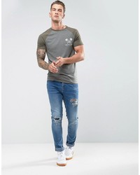 graues bedrucktes T-shirt von Asos