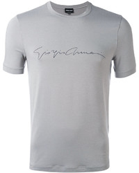 graues bedrucktes T-shirt von Giorgio Armani