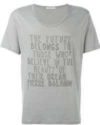 graues bedrucktes T-shirt von Pierre Balmain