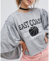 graues bedrucktes T-shirt von Asos