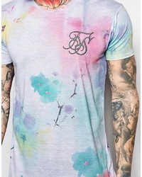 graues bedrucktes T-shirt von Siksilk