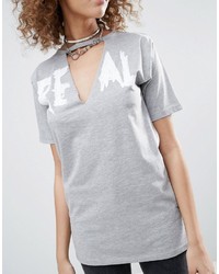 graues bedrucktes T-shirt von Asos