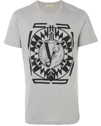 graues bedrucktes T-shirt von Versace