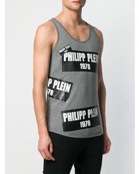 graues bedrucktes Trägershirt von Philipp Plein