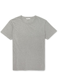 graues beschlagenes T-Shirt mit einem Rundhalsausschnitt