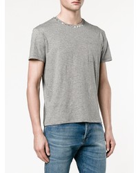 graues beschlagenes T-Shirt mit einem Rundhalsausschnitt von Valentino