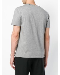 graues beschlagenes T-Shirt mit einem Rundhalsausschnitt von Valentino