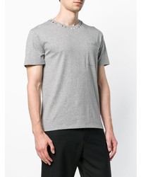 graues beschlagenes T-Shirt mit einem Rundhalsausschnitt von Valentino