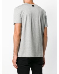 graues beschlagenes T-Shirt mit einem Rundhalsausschnitt von Roberto Cavalli