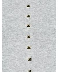 graues beschlagenes T-Shirt mit einem Rundhalsausschnitt von Valentino