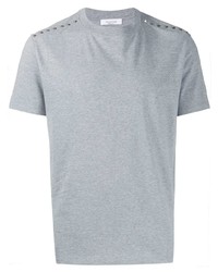 graues beschlagenes T-Shirt mit einem Rundhalsausschnitt von Valentino