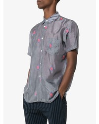 graues besticktes Kurzarmhemd von Comme Des Garcons SHIRT