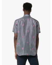 graues besticktes Kurzarmhemd von Comme Des Garcons SHIRT