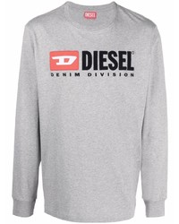 graues besticktes Langarmshirt von Diesel